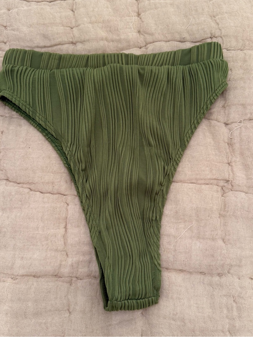 Matte Collection Olive Green Ribbed Bikini Bottom - Picture 4 of 4
